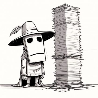 someone who's not quite the spirit of clambake and not quite Robin Hood looks at a stack of papers